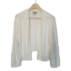 Charlie Paige NWT White Eyelash Soft Open‎ Cropped Cardigan Sweater Size L/XL